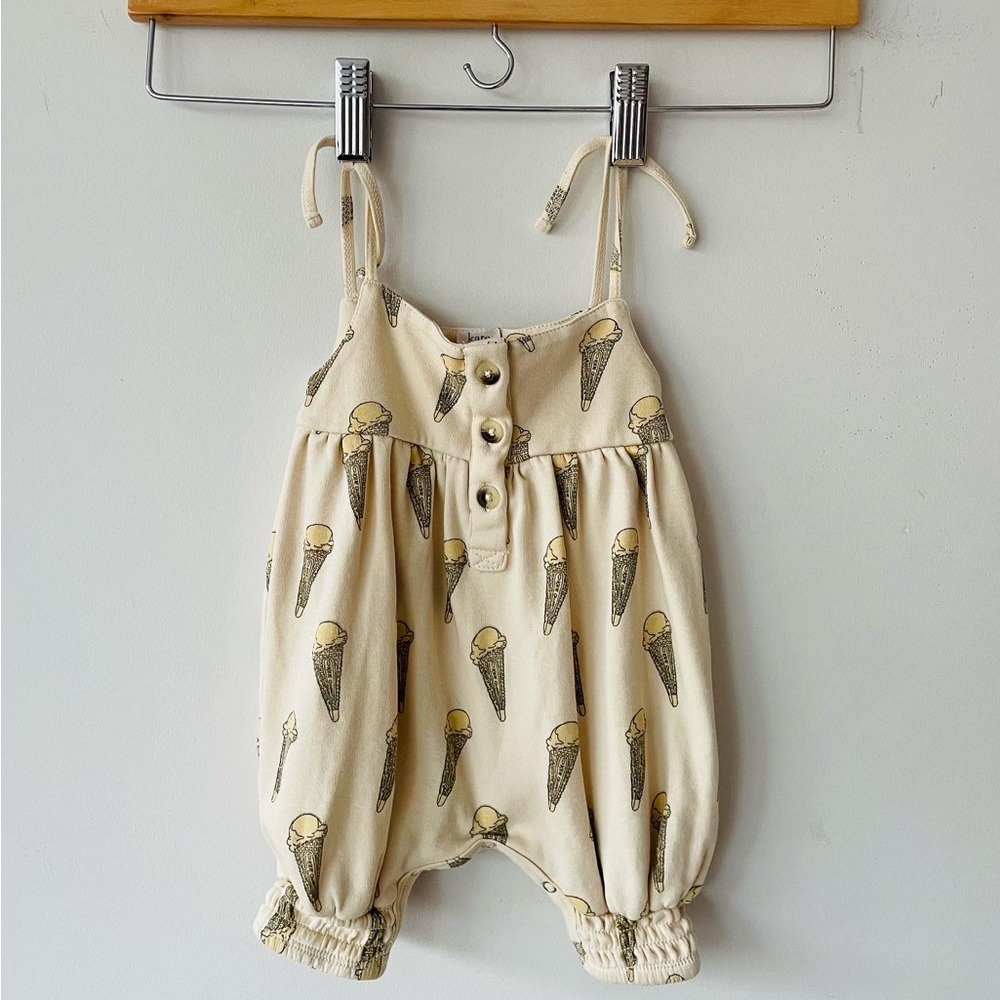 Kate Quinn Organic Cotton long pant overalls jumpsuit Ice cream playsuit NWT
